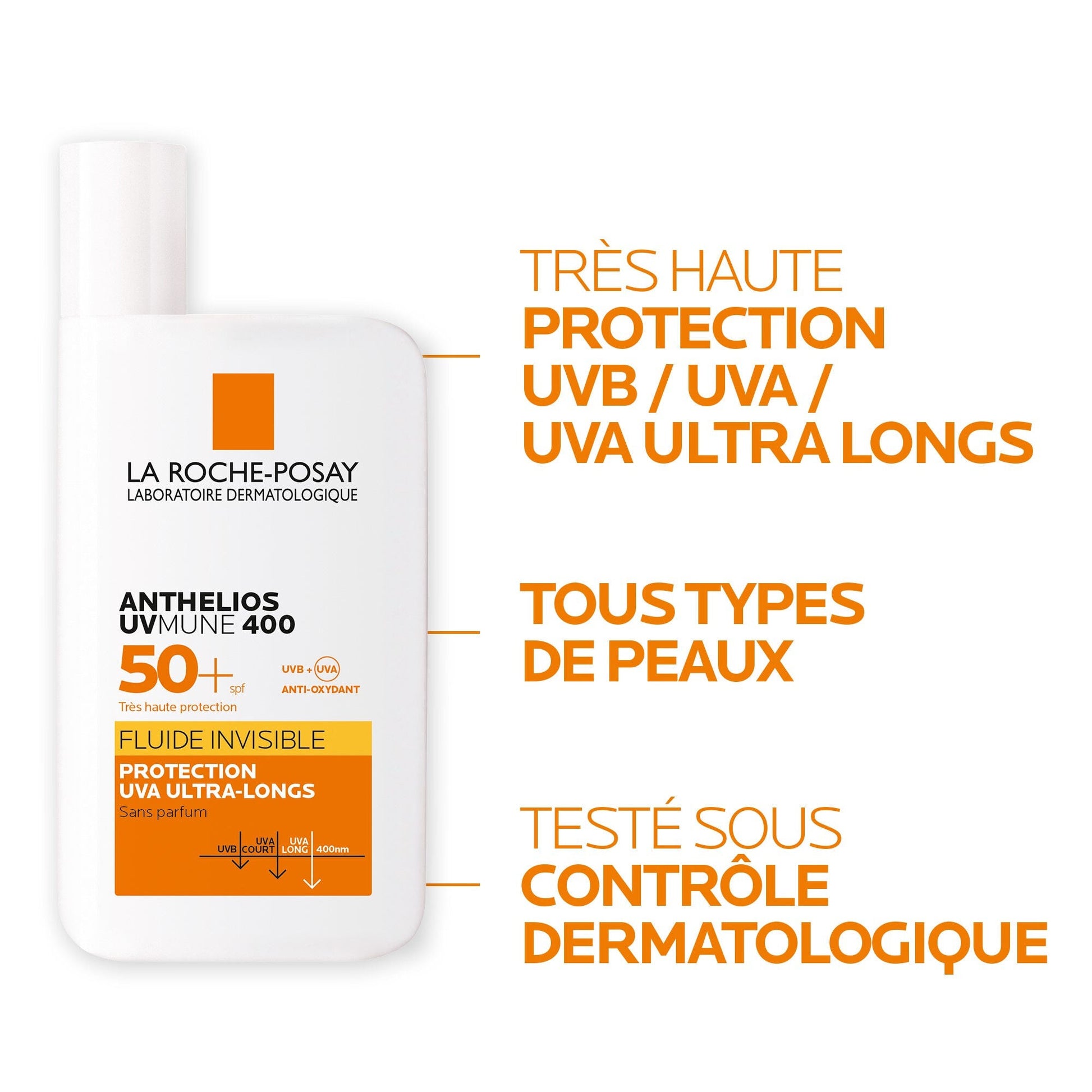 ANTHELIOS UVMUNE 400 CRÈME SOLAIRE FLUIDE INVISIBLE SANS PARFUM - 50 ml